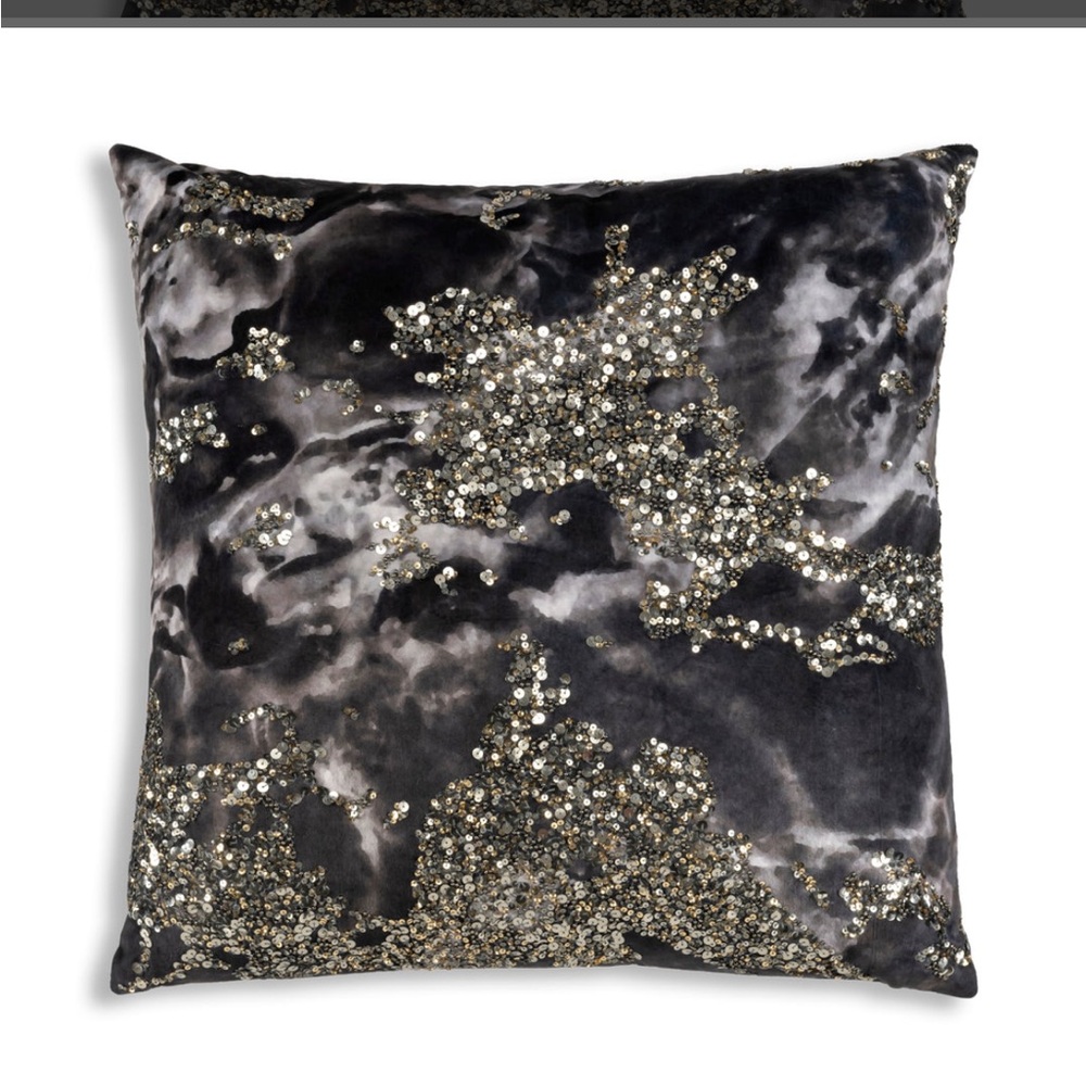 Digital Printed Pillow in Charcoal and gold-silver prints